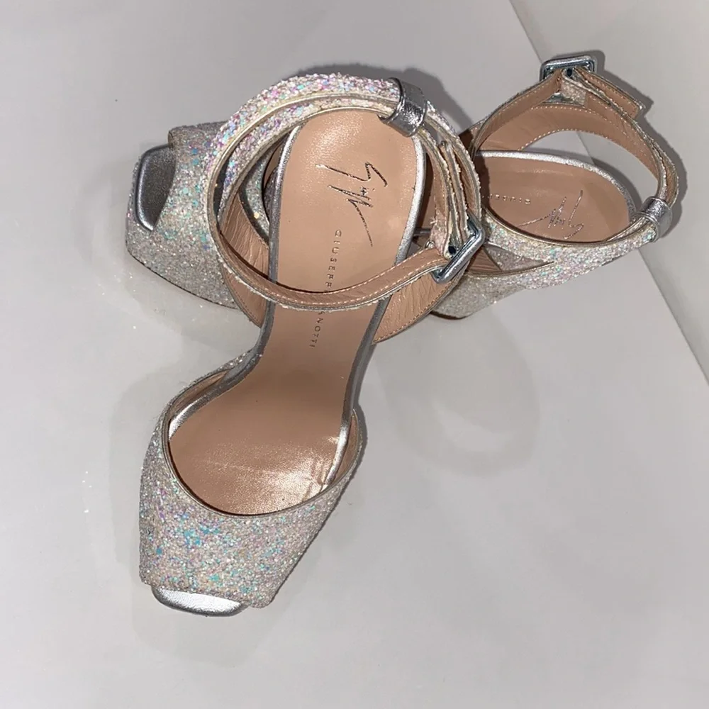 Giuseppe Zanotti Iridescent Glitter Platform Sandals